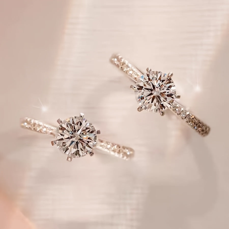 1pc, a Ring for Women Made of Simulated Zirconia, Featuring an Adjustable Open Design, Suitable for Wearing During Wedding Proposals, And a Perfect Gift for Valentine'S Day.