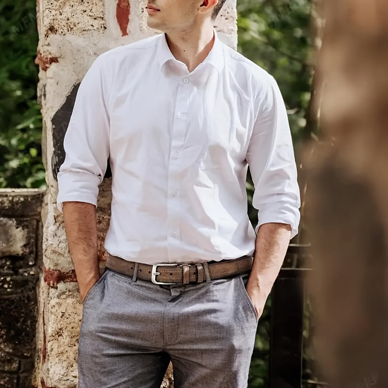 Lot de 2 Ceintures Homme Décontractées Vintage – Ceintures Solides et Respirantes, Conçues pour Hommes d’Affaires, Élégants et Passionnés de Mode, Cadeau Idéal pour Toute Occasion, Ceintures de Luxe avec Boucle Ajustable