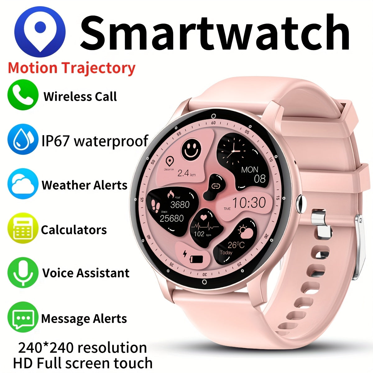 Functional Smartwatch for Men & Women - 3.25cm Full Touch Screen, High-Quality Display, Answer & Make Calls, Message Reminder, Sports Pedometer, Information Alerts For Iphone/android Phones, Friend Gift, Birthday G