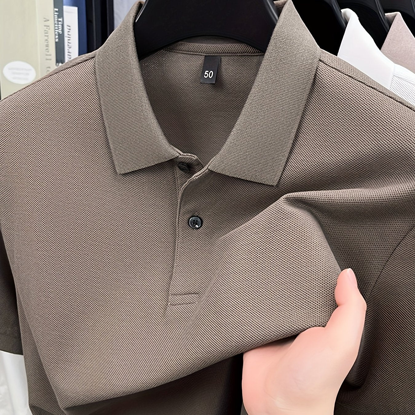 Men'S Business Casual Shirt - Formal & Everyday Office, Golf, Casual Attire - Classic Collar Button-Up Shirt - All-Season Professional T-Shirt for Men - Easy-Care Professional Attire, Golf Apparel, Solid Color Design, Comfort