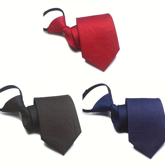 Lot de 3 Cravates Ajustables Homme – Sans Nœud, Couleurs Variées, Business et Mariage