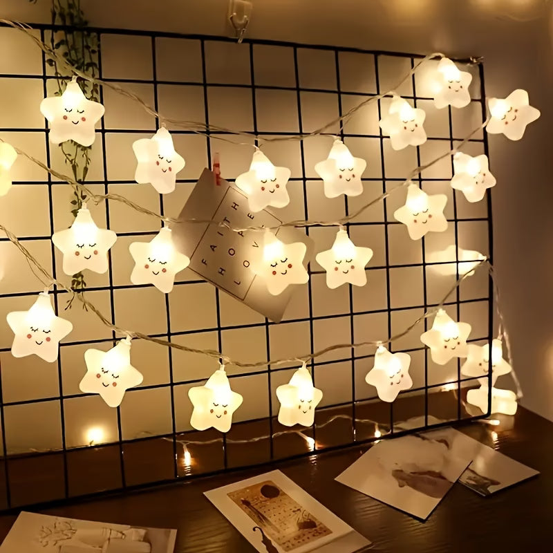 Star, Cloud & Smiley LED String Lights – 10 LED Nursery Fairy Lights (200 cm)