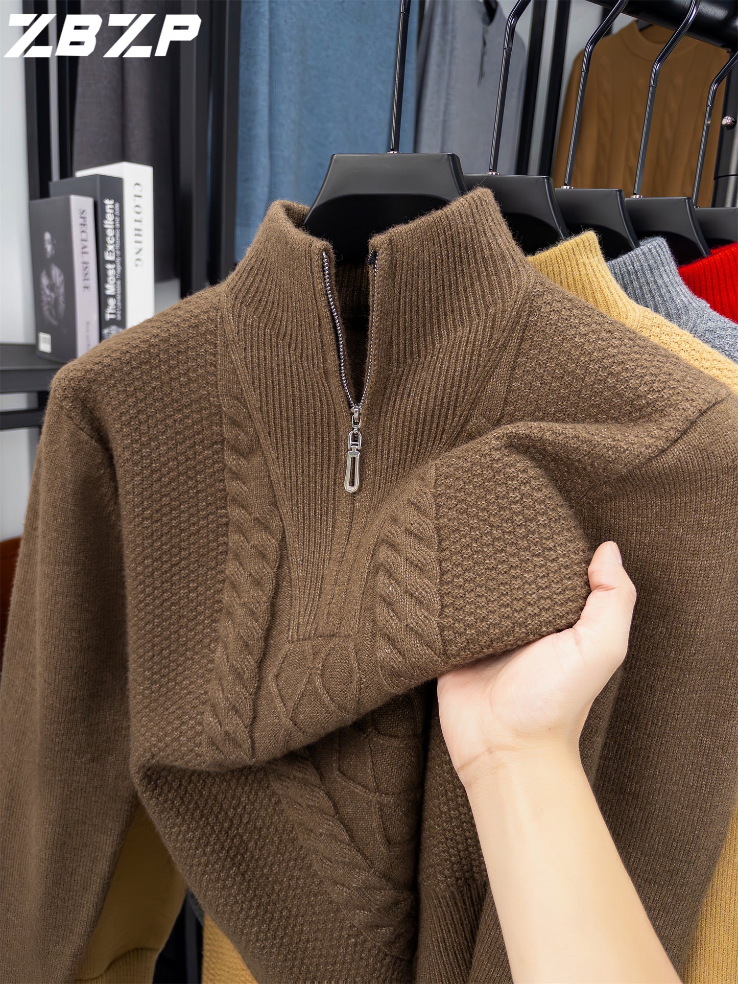 Men'S Thickened Warm Half-Zip Knitted Sweater | Casual Solid Color Stand Collar Sweater for Fall/Winter