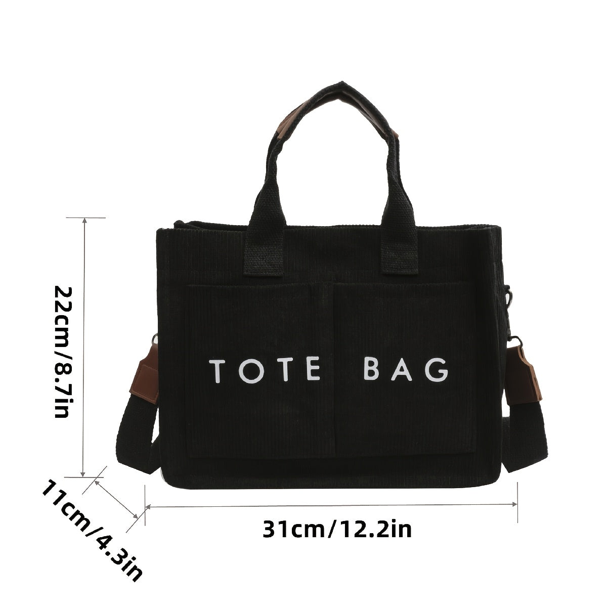 Sac Cabas Femme Multi-Poches – Fermeture et Bandoulière, Matériel Doré, Poignée Solide, Plusieurs Couleurs (Rose, Kaki, Marine, Bordeaux, Blanc, Noir, Marron), Tissu Durable