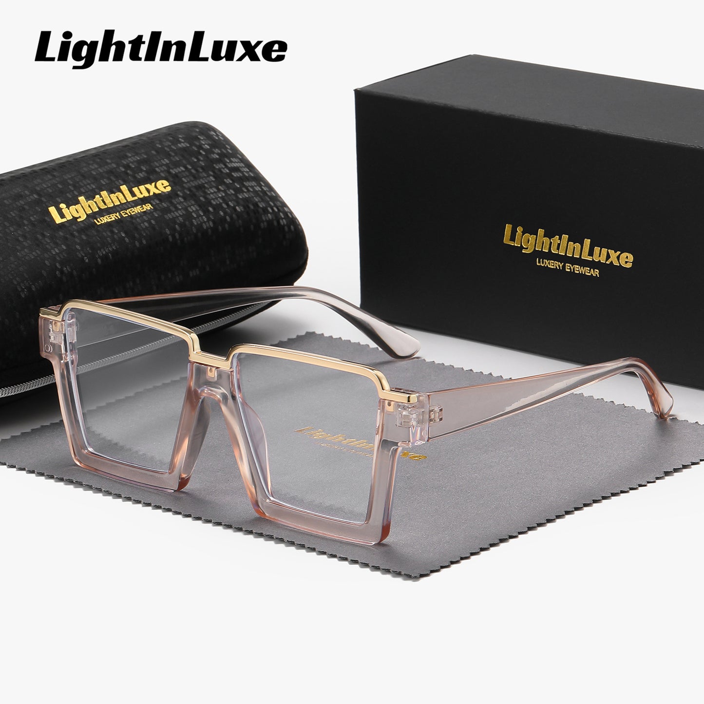Lightinluxe Unisex Fashion Semi-Rimless Transparent Eyewear, Casual Square Clear Eyeglasses