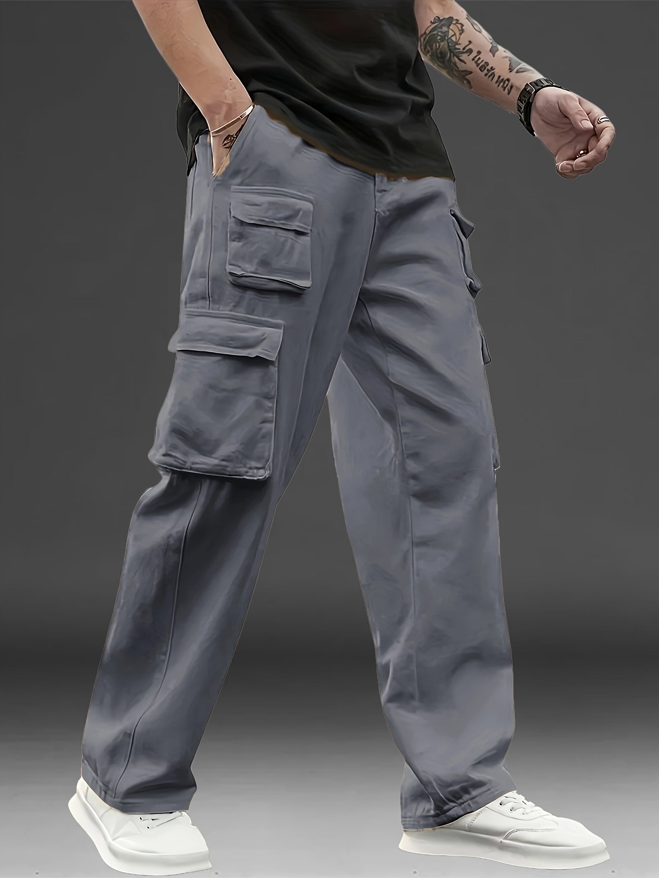 3pcs Pantalons Cargo Homme – Multipoches, Loose Fit, Durable, Casual & Outdoor