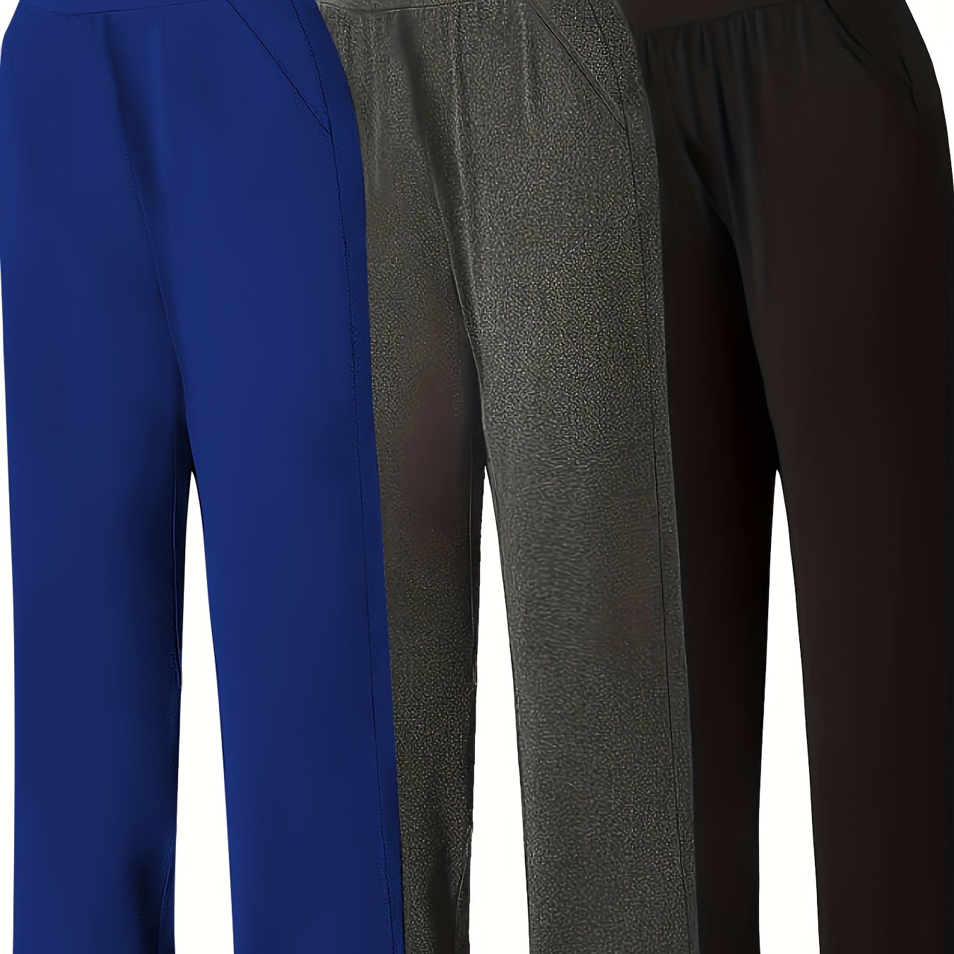 Pantalon Femme Grande Taille Décontracté – Taille Haute avec Poches, 3 Couleurs (Pourpre, Gris, Noir), Tous Saisons
