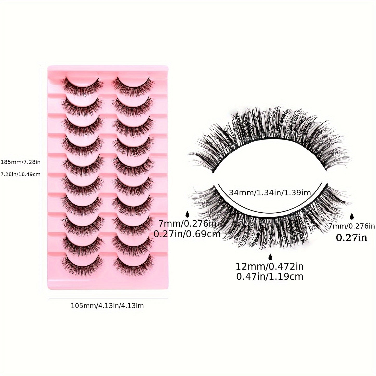 10 paires de faux cils luxueux et duveteux, effet œil de chat 5D, cils en fibre imitation vison, application facile, maquillage envoûtant, faits main, réutilisables, pour un usage quotidien et de soirée