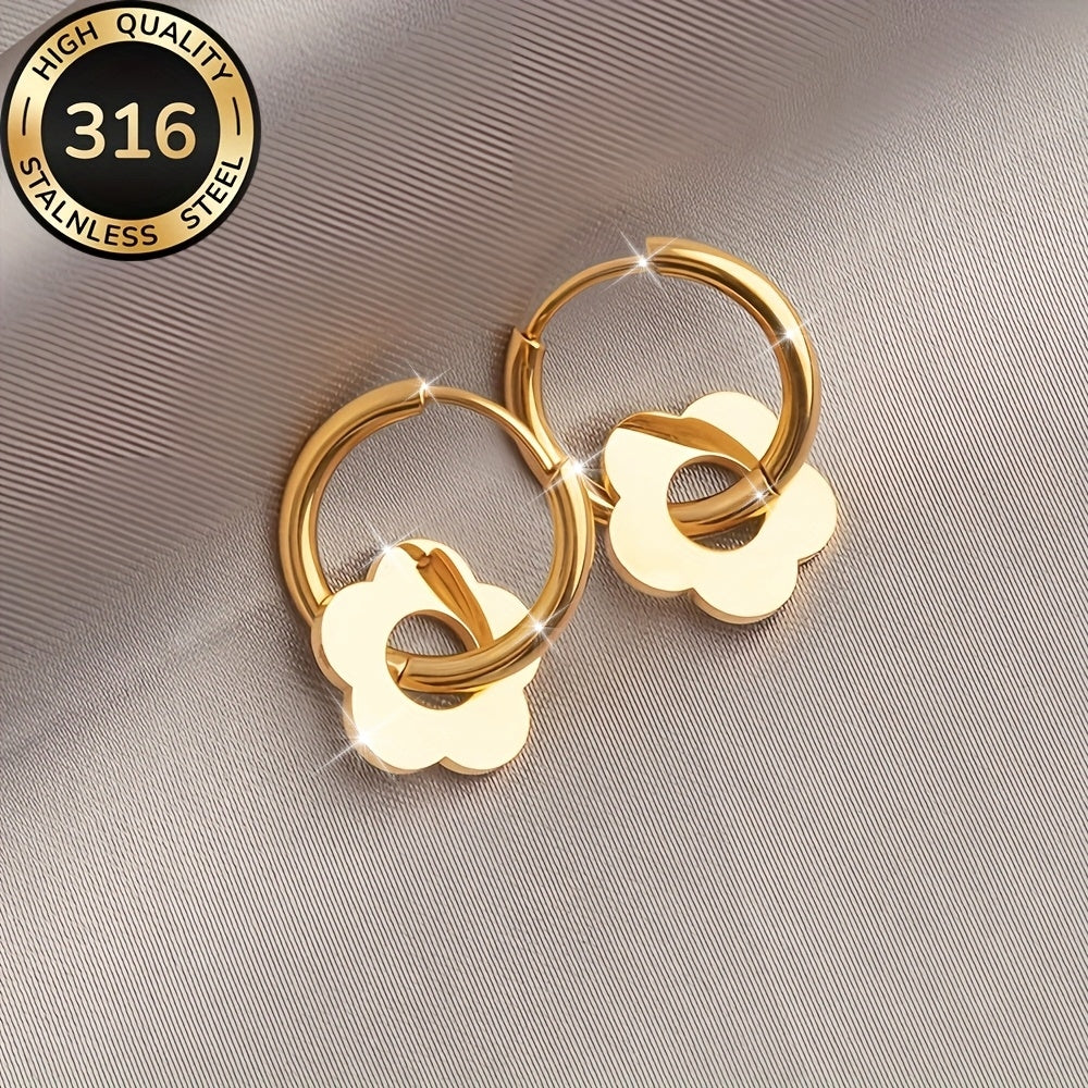 Boucles d’oreilles pendantes pour femme, acier inoxydable plaqué or 18K, hypoallergéniques et anti-décoloration, style coréen minimaliste élégant