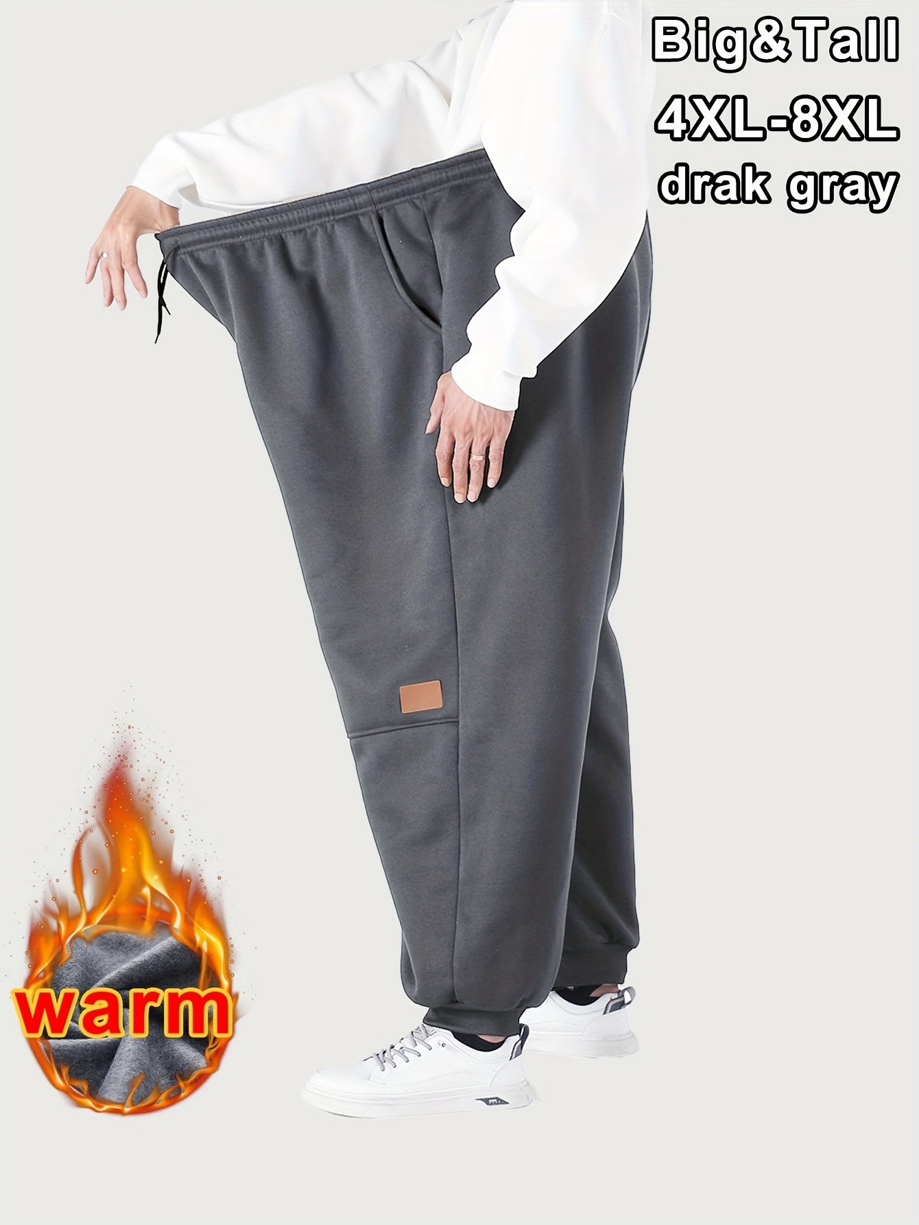 Joggers thermiques grande taille pour homme 4XL–8XL – coupe très ample, doublure effet polaire, taille à cordon, idéal hiver, sport et tenue décontractée (bleu marine)