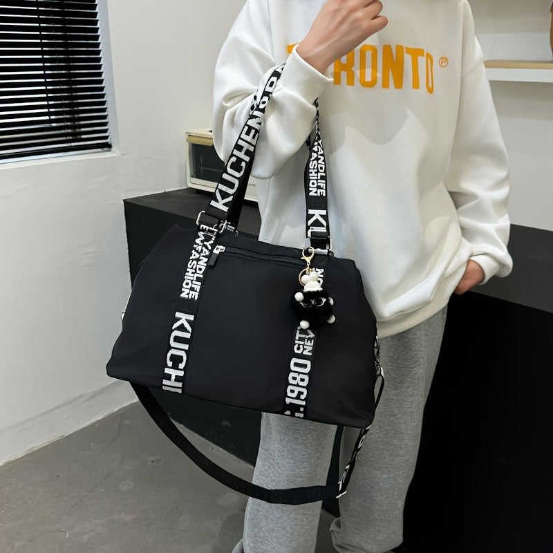 Sac Cabas Chic en Tissu Oxford Noir pour Femmes – Polyvalent à Porter à l’Épaule, Grande Capacité, Bandoulière Ajustable, Fermeture Éclair