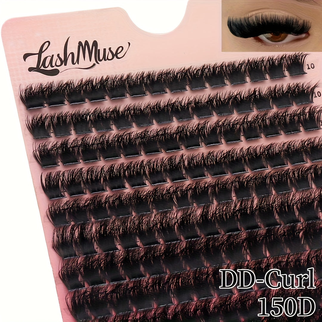 Faux cils 196 bouquets 150D, longueurs mixtes de 10 à 18 mm, à combiner à volonté, courbure D-D, effet œil de chat russe 3D, volume naturel et duveteux - légers, doux, confortables, faciles à poser