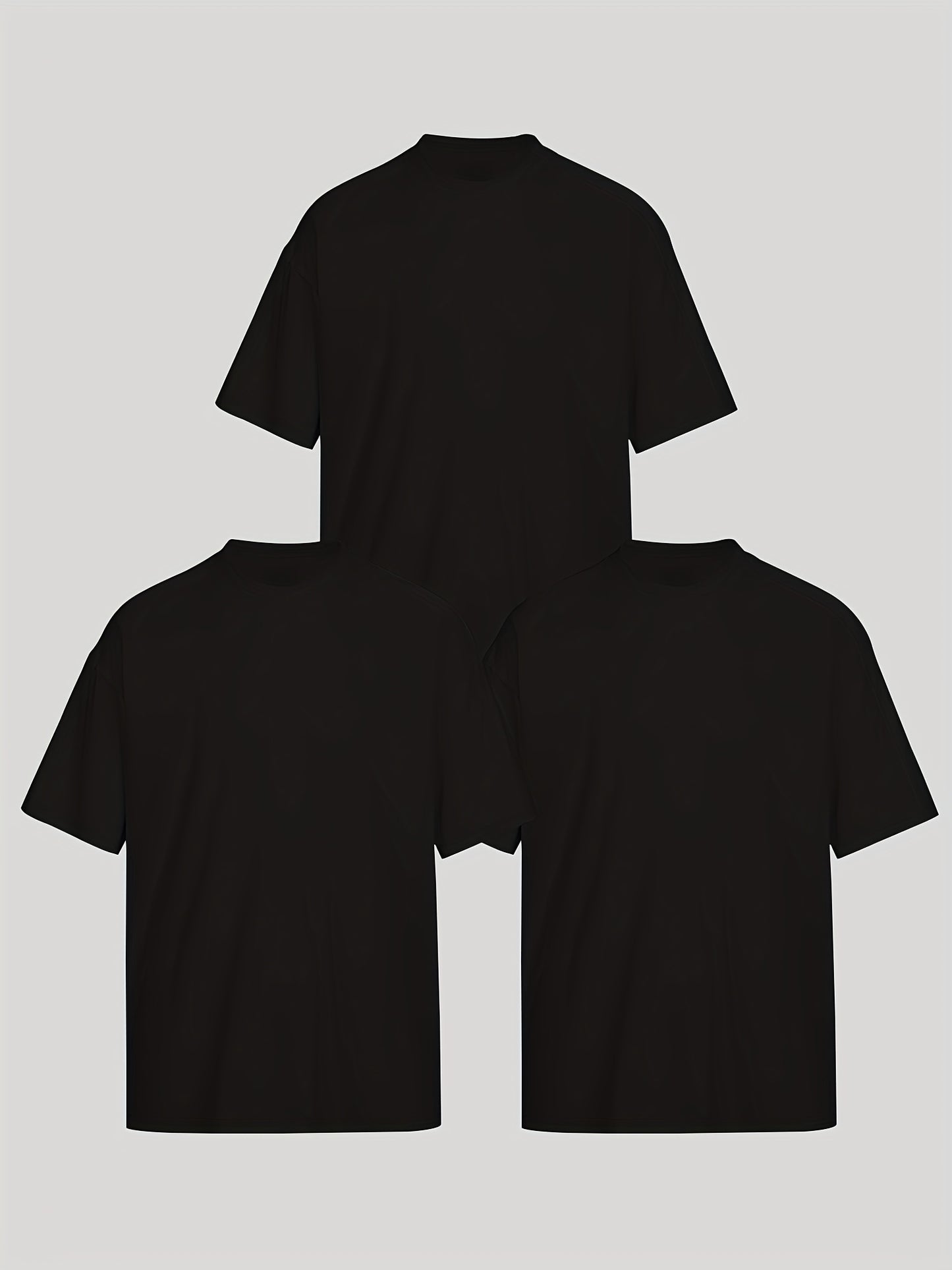 Three-Piece Set: Men's Casual Fashion BROOKLYN, LOS ANGELES Print Drop Shoulder Short Sleeve T-Shirt, Comfortable and Versatile