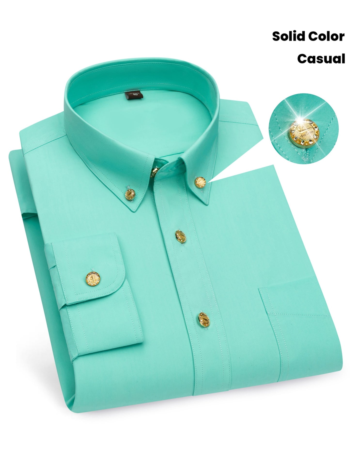 Men'S Solid Color Long-Sleeve Business Casual Shirt