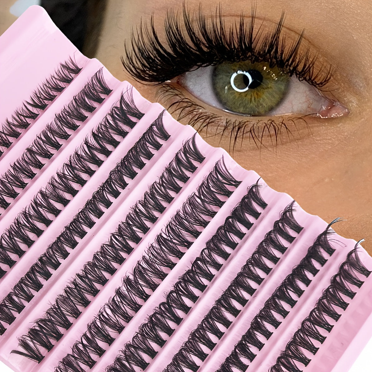 200 pcs Cils en Paquets Wispy — Longueurs 8-16 mm, Look Naturel, Cils Individuels Fluffy, Extensions DIY, Curl 30/40/80D, Réutilisables et Adaptés aux Débutants