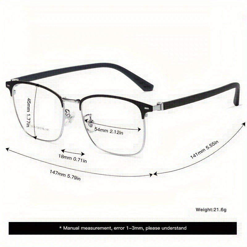 VABBON New Men's & Women's Metal-Frame Eyeglasses, a Business & Trendy Plano Eyeglasses in a Stylish Gift Box. It Comes with a Glasses Case and Cleaning Cloth, Serving as a Premium Gift, Model 3305