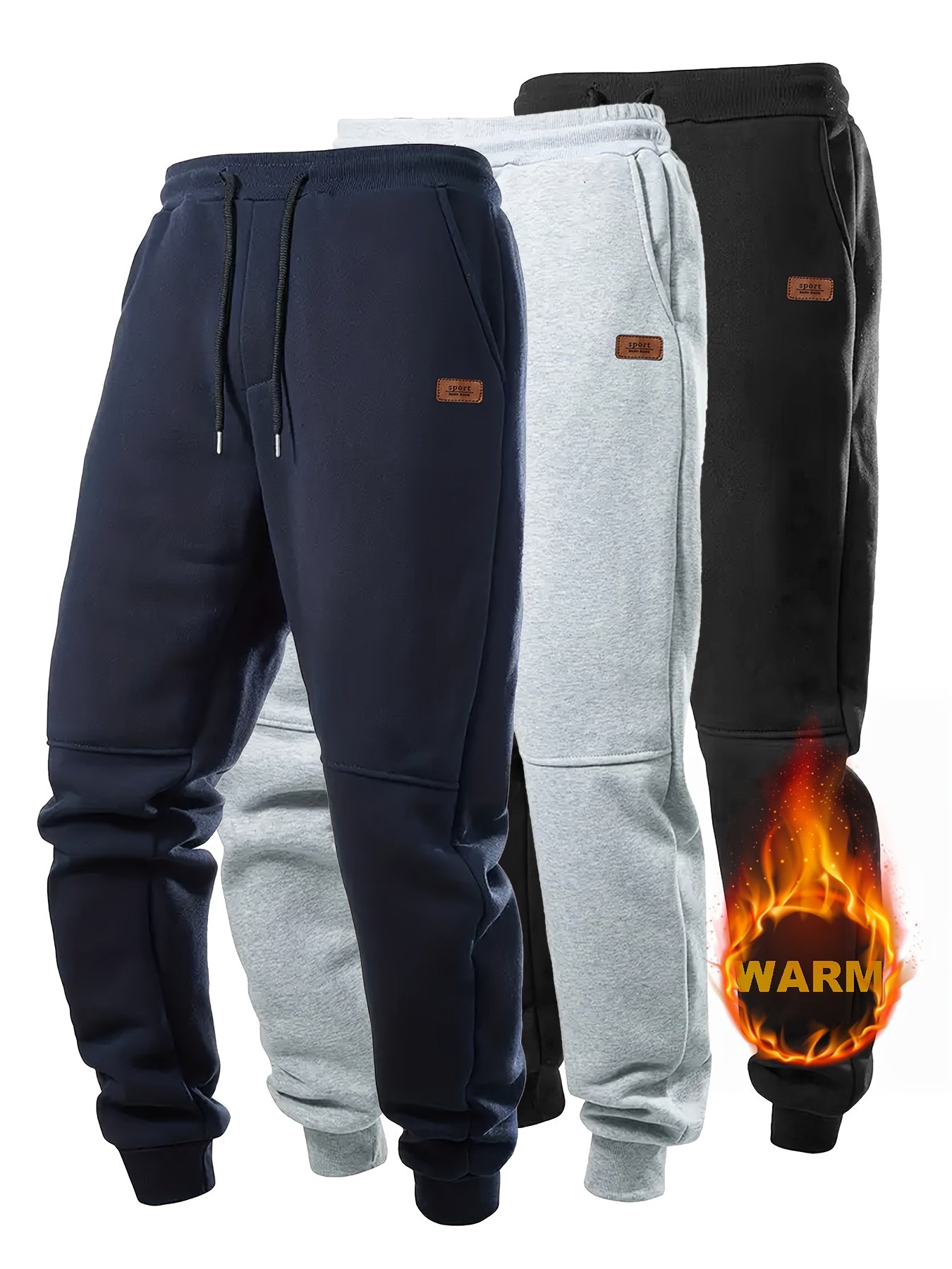 3pcs Joggers Homme – Automne/Hiver, Thermiques, Sport & Casual, Confortables