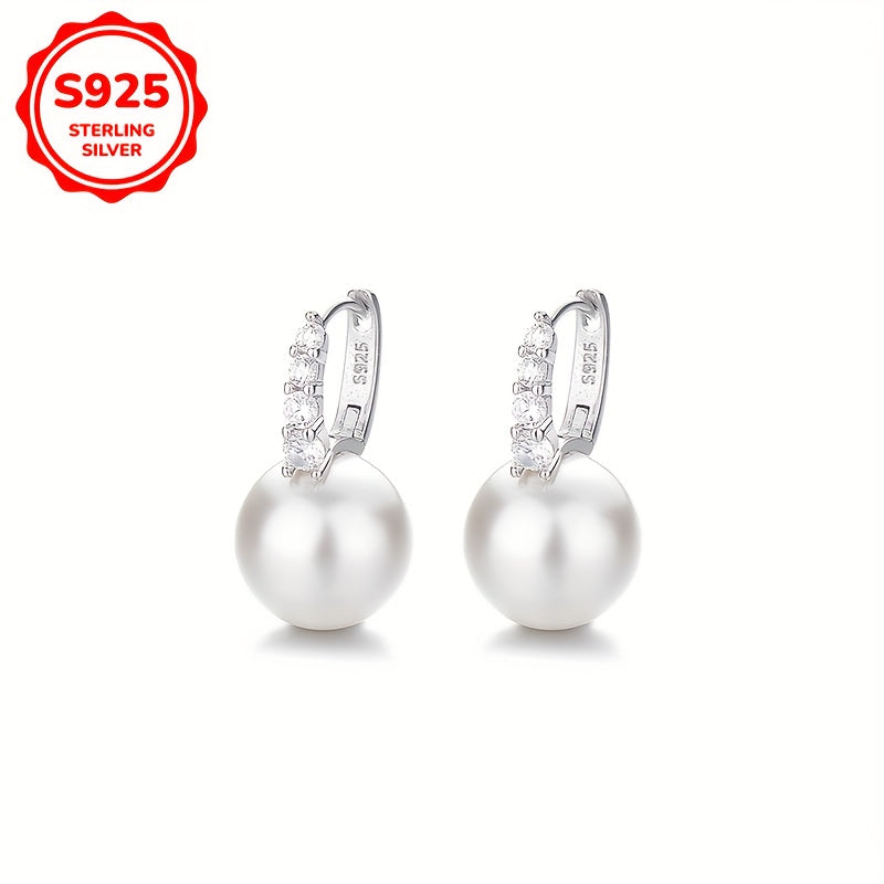 Paire de boucles d’oreilles bague pour femme, style vintage élégant, luxe simple, en argent 925, 3,9 g, incrustation de zirconia synthétique, tige en argent sterling