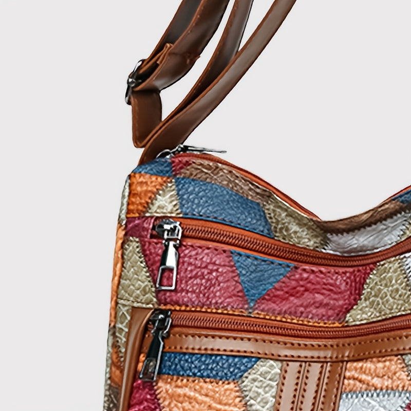 Sac Carré Neutre – Unisexe, Sac Bandoulière Décontracté, Design Bicolore, Sac à Dos/Bandoulière, Style Simple et Tendance, Fermeture Zippée Aléatoire