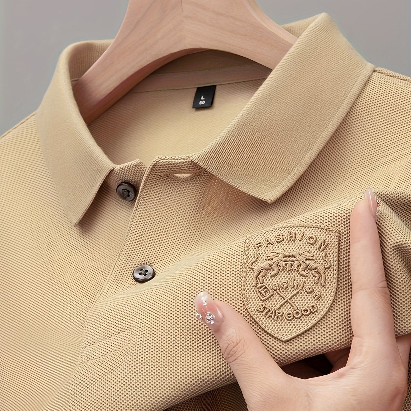 Men's Summer Shirt - Beige - Breathable Button-like collar - Formal & Casual Business-casual Attire - Machine Washable, Comfortable Daily Wear, Breathable Fabric
