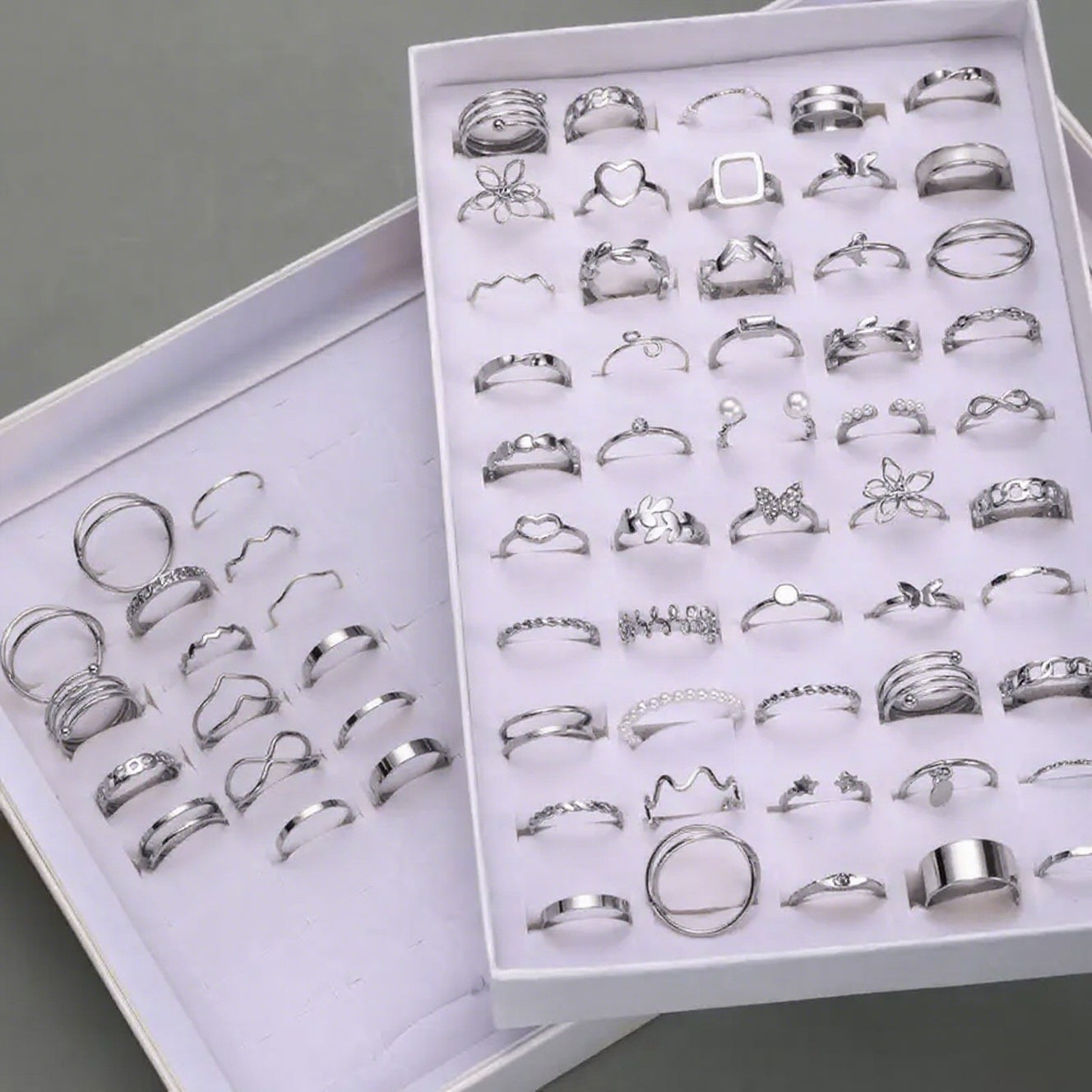 22/66pcs Set of Stylish And Elegant Geometric Stacked Rings Featuring Butterfly, Heart, And Star Elements, Perfect for Women'S Daily Outings And Parties, Versatile Fashion Jewelry for Christmas, Halloween, And Valentine'S Day