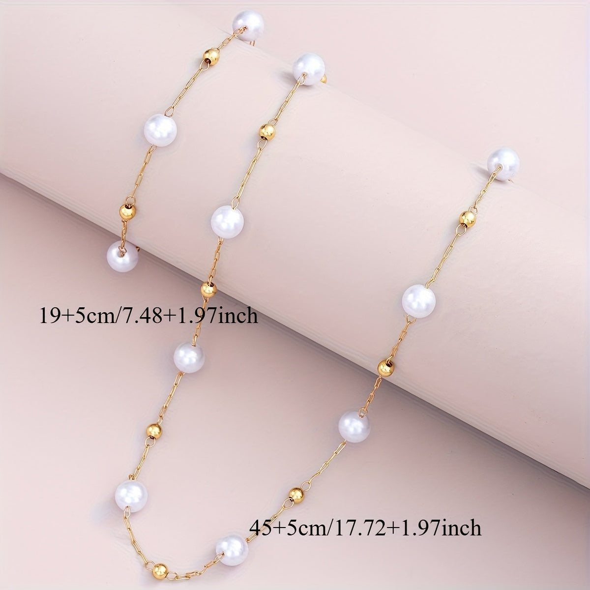 Ensemble de 2 pièces en acier inoxydable pour femme, collier et bracelet à perles, bijou polyvalent pour mariages, soirées et anniversaires, parfait comme cadeau d’anniversaire, léger et élégant