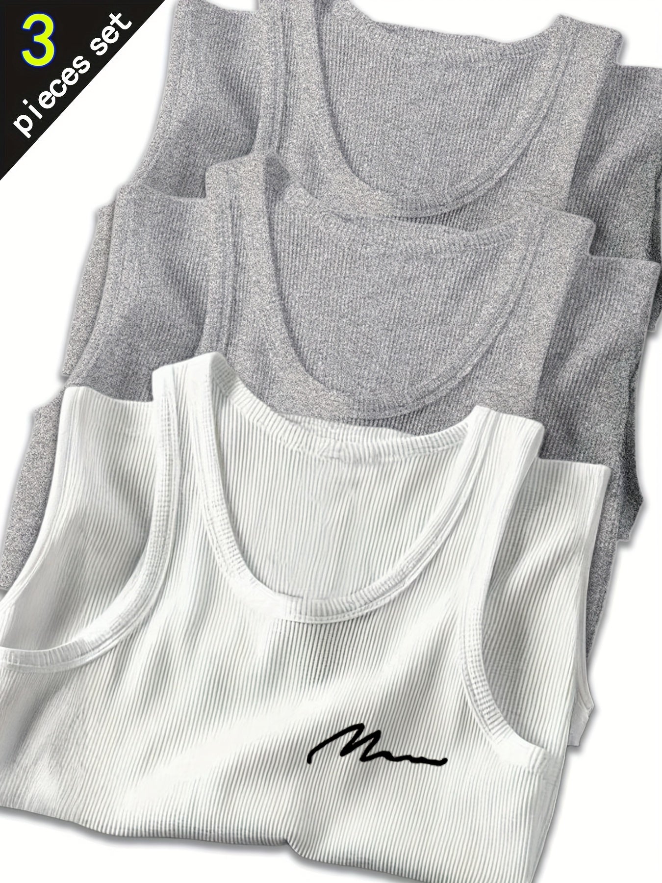 Lot de 3 Débardeurs Homme Été – Côtelé Rayé, Confortable et Respirant