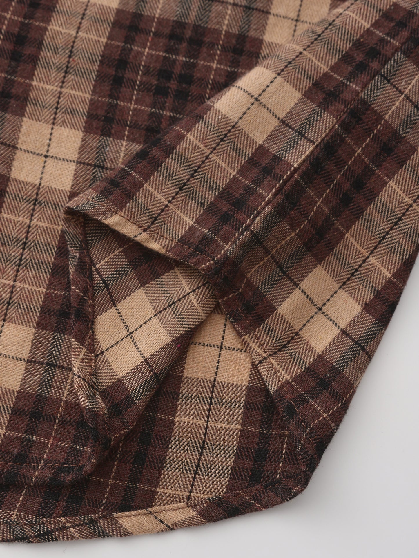 Men'S Long Sleeve Plaid Flannel Shirt - Cozy Brown & Beige Checkered Pattern, Casual Button-Up with Chest Pockets, Slim Fit for Spring/Fall, Perfect for Casual Attire, Fall Clothing | Slim Fit Shirt | Nonstretch Fabric