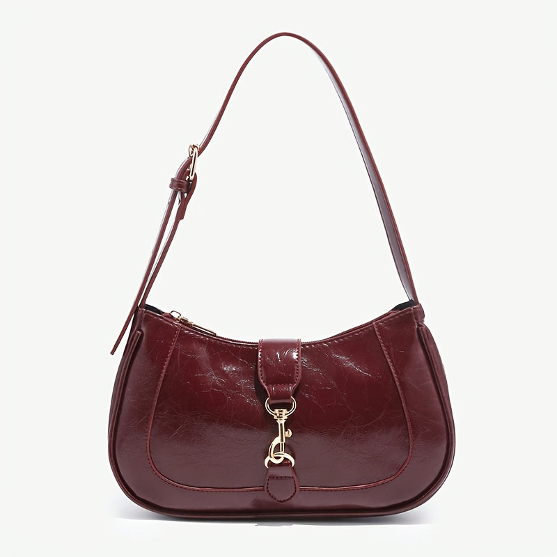 Sac Rétro Femme – Sac à Main et Bandoulière en Simili, Sac Croissant Bourgogne, Sangle Réglable, Fermeture Boucle, Élégant pour Rendez-vous, Soirées ou Sorties, Sac Polyvalent Convertible, Idéal Cadeau pour Mariage, Bureau ou Usage Quotidien