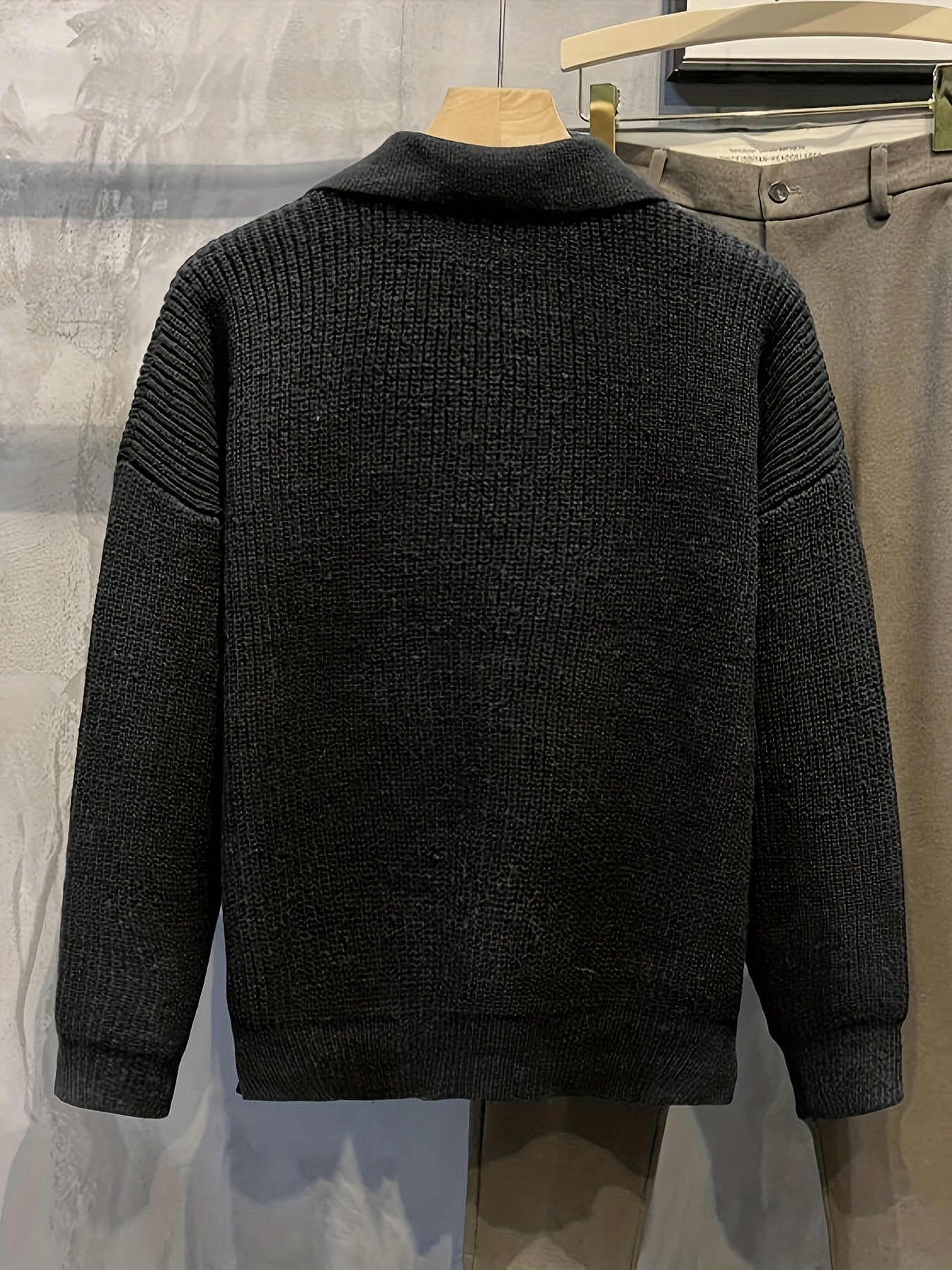 Korean-Style Plush Knitted Sweater with a Trendy Collar, Perfect for Winter Versatility, Selected by Temujin.