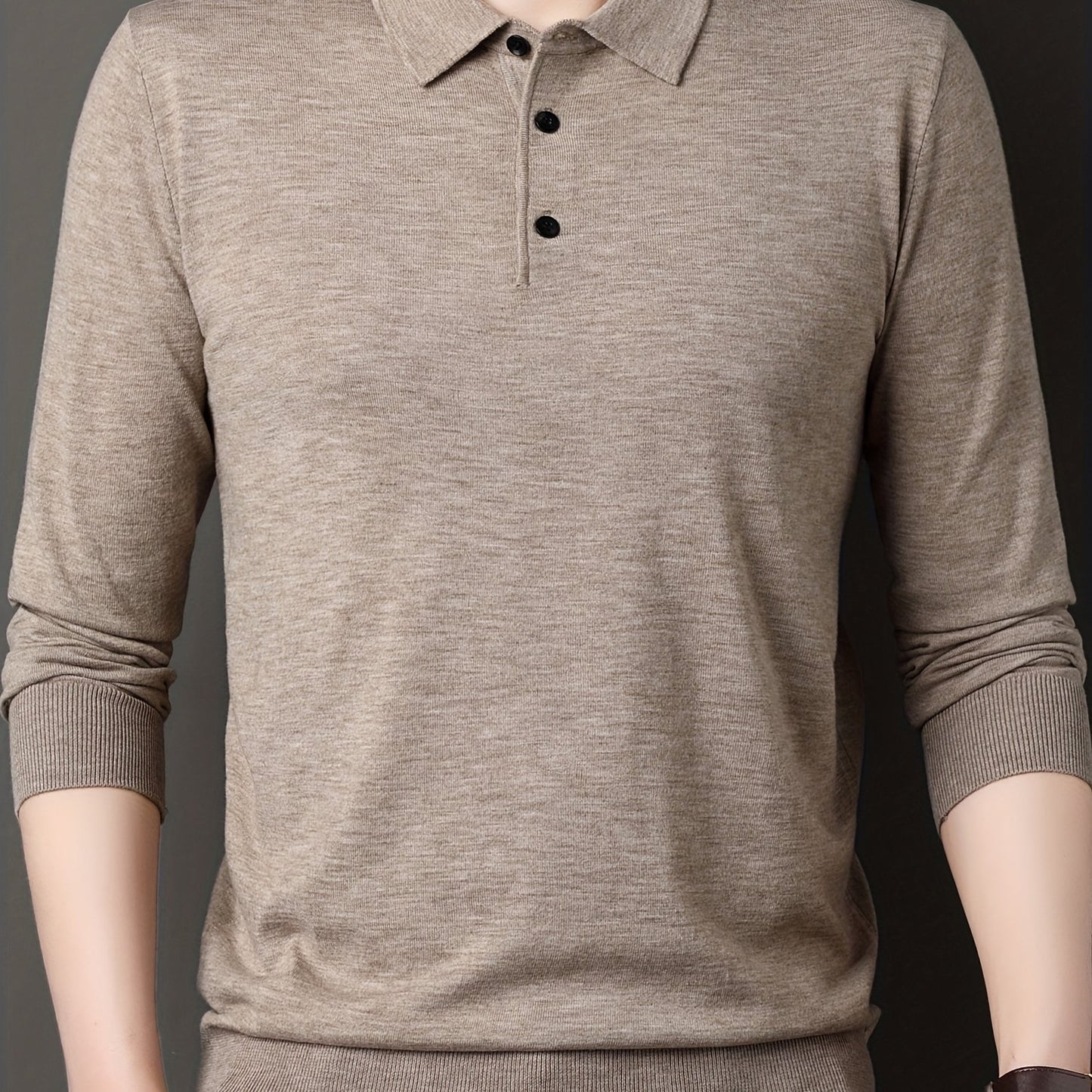 Men'S Slim-Fit Long Sleeve Shirt - Soft Stretchy Knit Button-Front Collar, Solid Color Casual & Formal Tops for Spring/Fall, Office, Party, Everyday - Easy-care Men'S Clothing, Office Attire, Classic Collar, Durable Construct