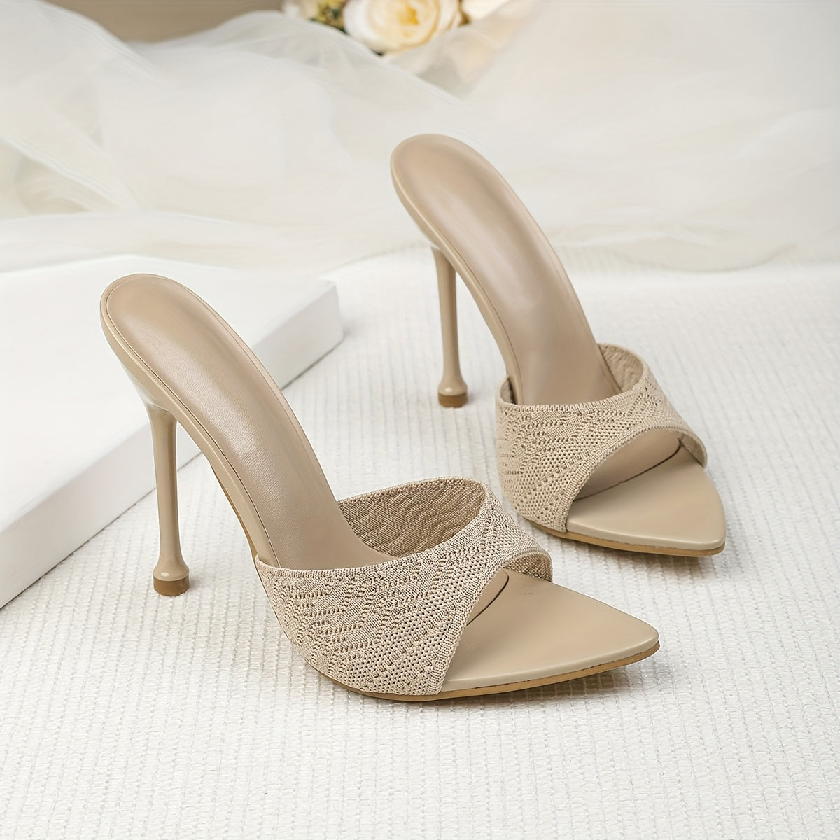 Mules Élégantes à Talons Aiguilles pour Femme – Bout Ouvert, Talons Ultra-Hauts, Tige en Microfibre, Semelle Antidérapante en Caoutchouc, Parfaites pour Mariages, Soirées, Bureau et Événements Extérieurs – Sandales de Soirée