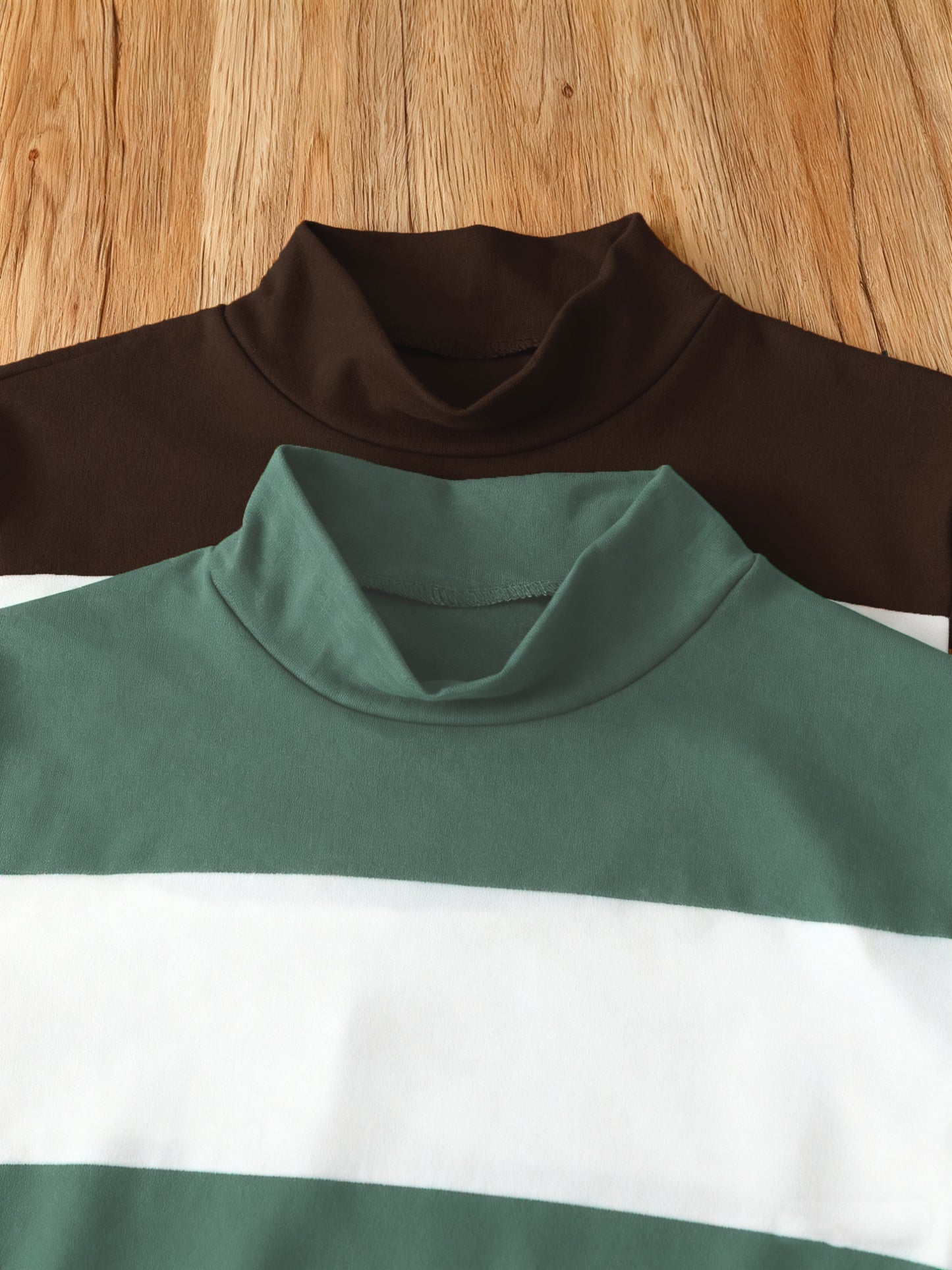 Set Femme 2 Pièces T-Shirt Long Bloc Couleurs et Crop Top Col Montant