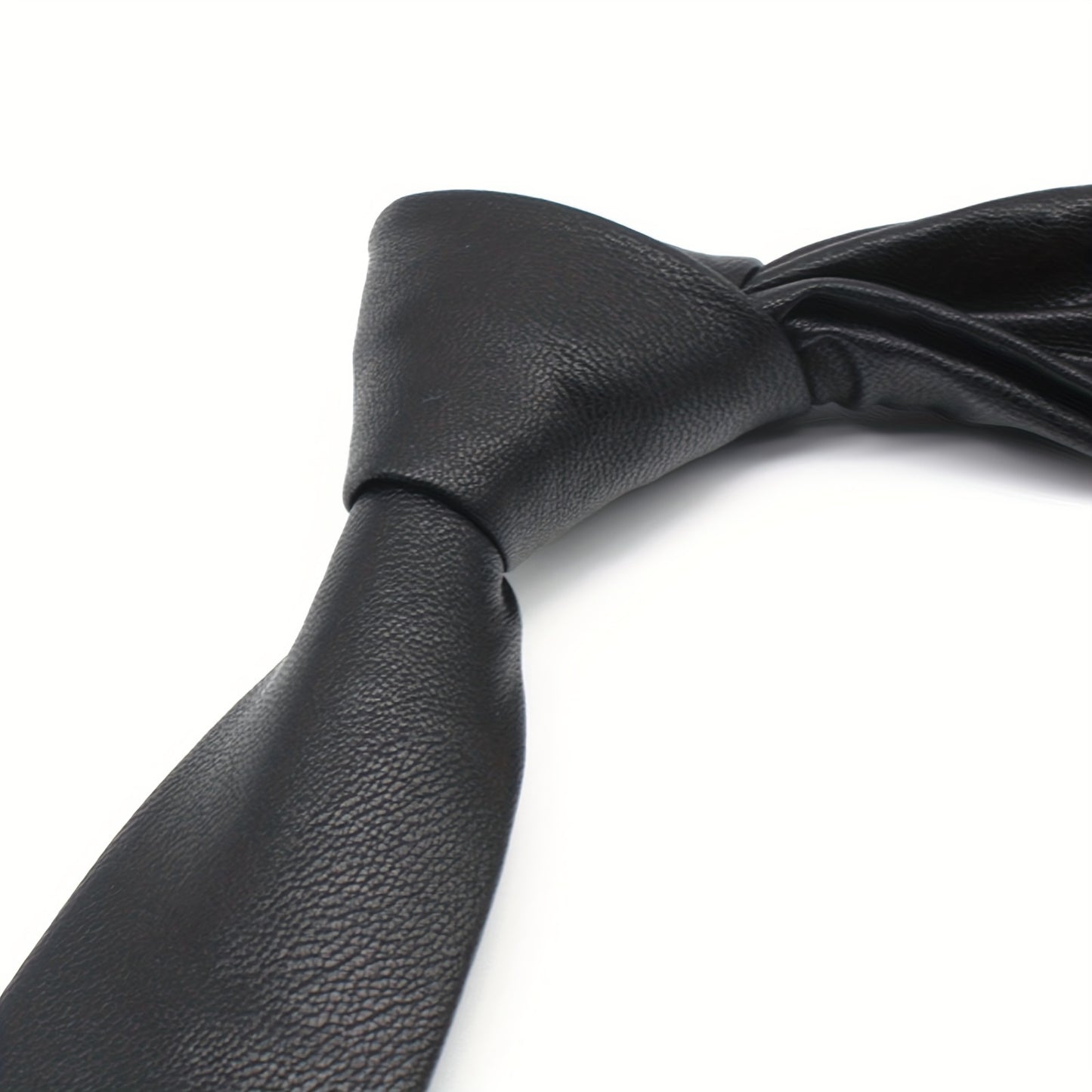 Cravate Homme Slim en Cuir PU – Unie, Style Skinny pour Bureau et Fêtes