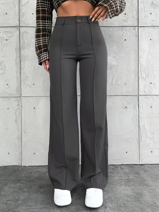 Pantalon Femme Élégant Taille Haute – Jambe Large avec Boutons