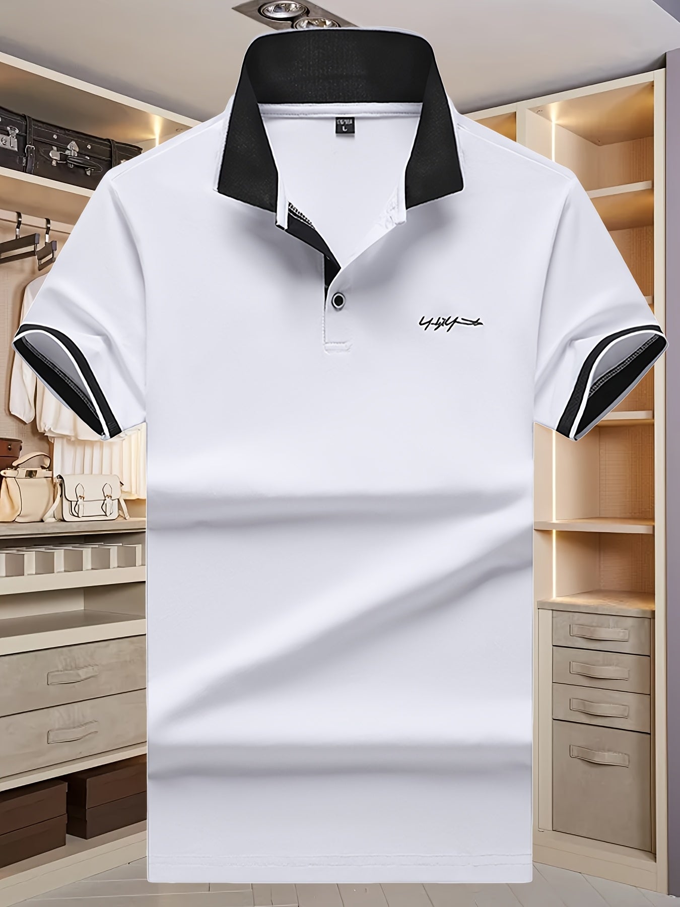 Men's Short Sleeve Shirt High-End Embroidered Summer Solid Color Top Casual Half-Sleeve Versatile Men's Clothing