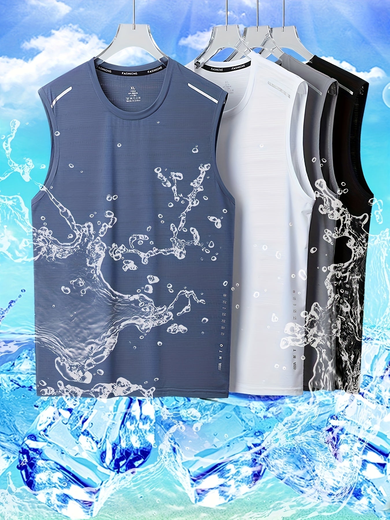 Lot de 4 Débardeurs Homme – Séchage Rapide, Léger et Respirant, Extensible, Idéal Plage, Pêche et Fitness