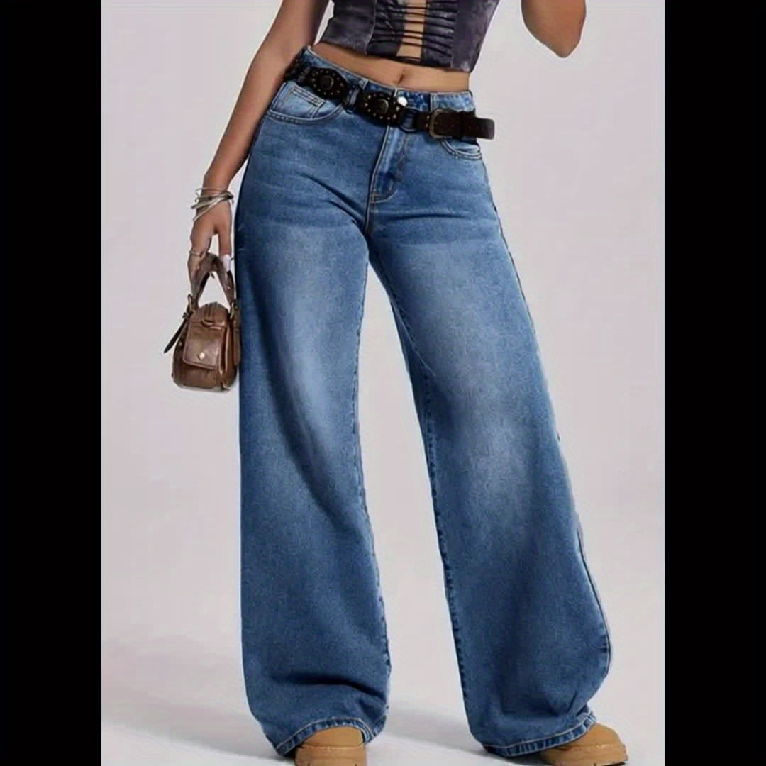 Jeans Femme Taille Haute Jambe Droite Extensible Non Transparent Confort Toute Saison Polyvalent