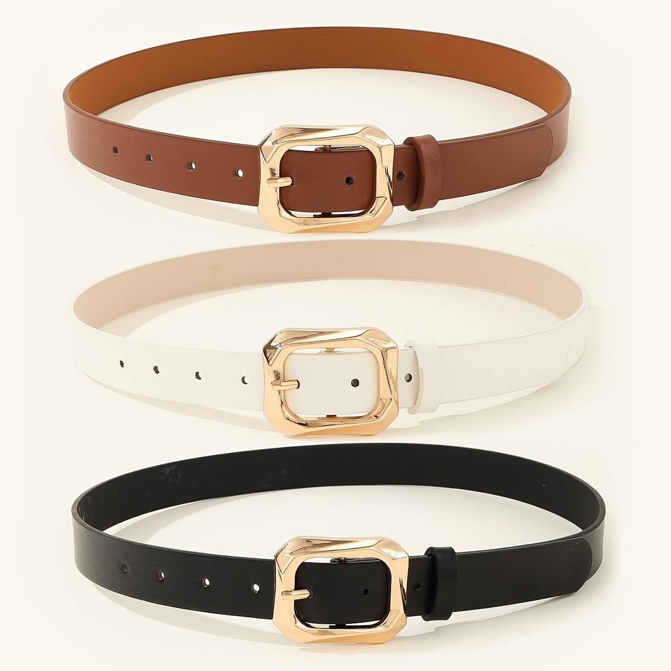 Lot de 3 ceintures élégantes pour femmes – Boucles carrées