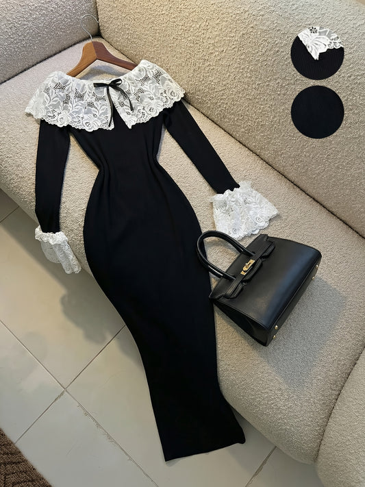 Ladies' Elegant Party and Date Essential, Lace Off-shoulder Waist-cinching Dress