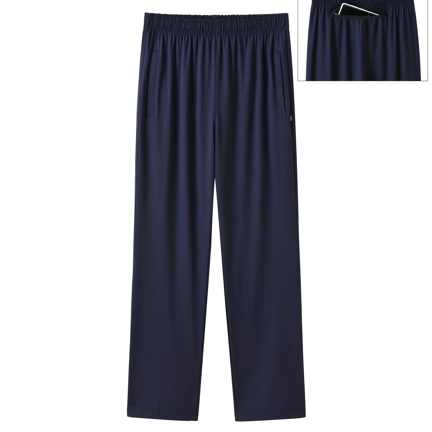 Pantalons Sport Homme Grande Taille – Jambe Droite, Polyester Stretch, Cordon Élastique, Tout Saison