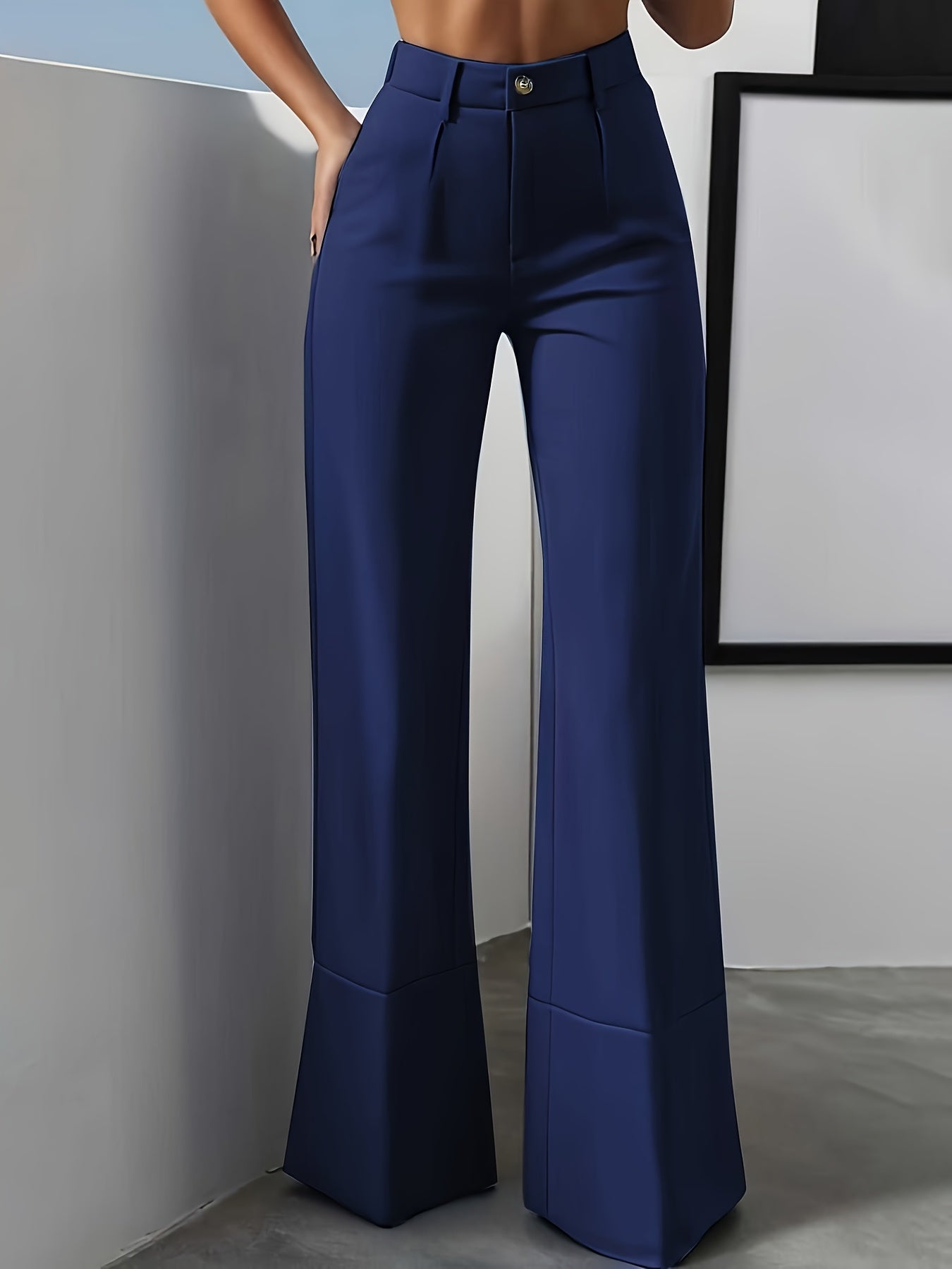 Pantalon Femme Jambe Droite – Sans Ceinture, Bureau et Décontracté, Coupe Structurée, Facile d’Entretien, Printemps/Automne