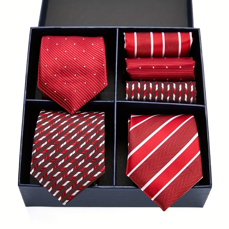Coffret Cravate et Pochette Homme – Luxe, Motifs Rayés & Carreaux, Marron