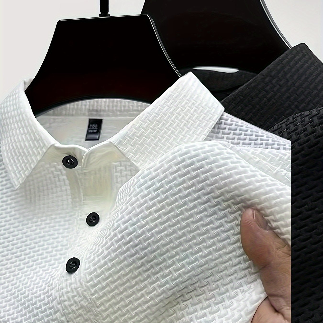 2pcs Men's Lapel Neck Short Sleeve T-shirt, Comfy Stretchy Trendy Tees for Summer, Casual Daily Style Fashion Clothing