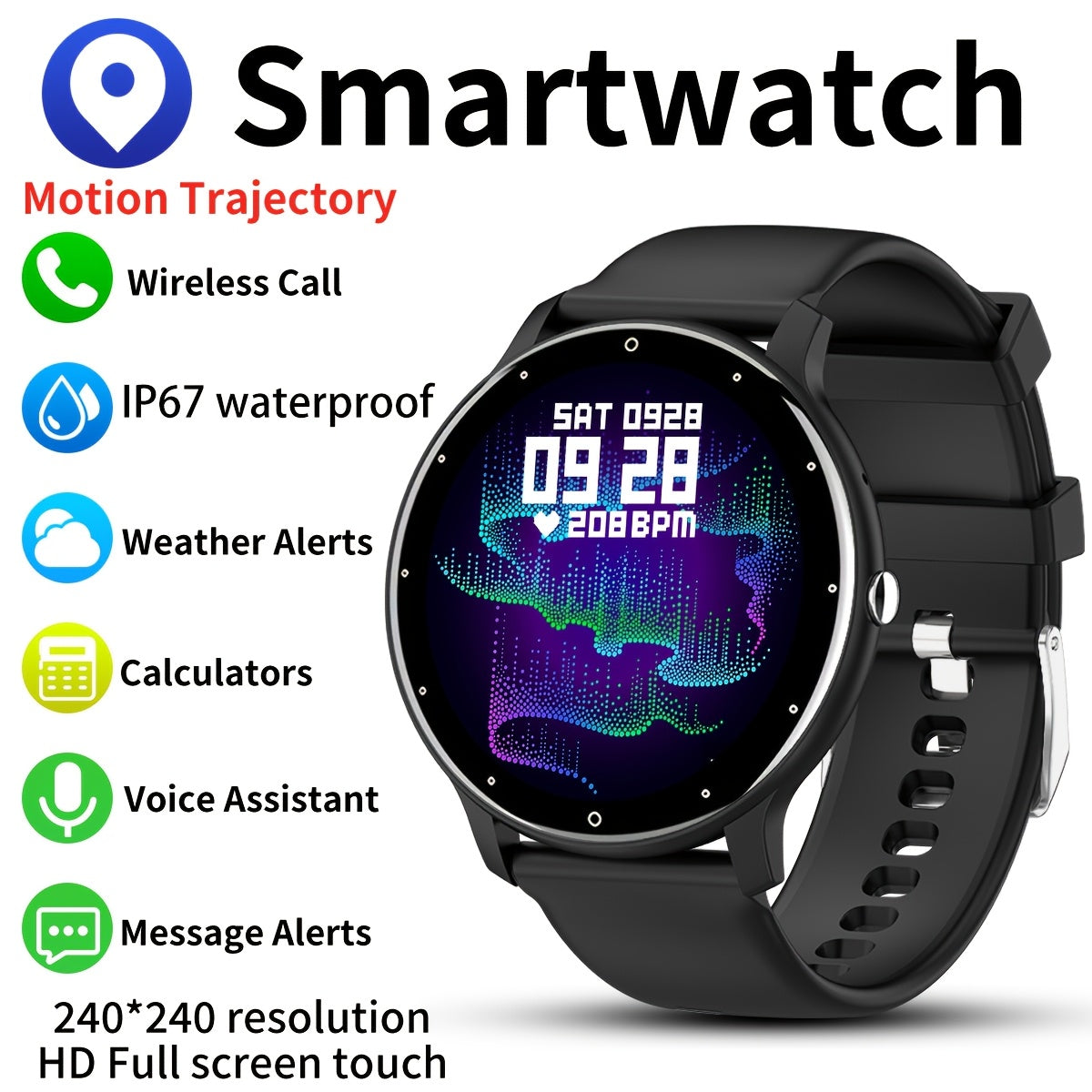 Functional Smartwatch for Men & Women - 3.25cm Full Touch Screen, High-Quality Display, Answer & Make Calls, Message Reminder, Sports Pedometer, Information Alerts For Iphone/android Phones, Friend Gift, Birthday G