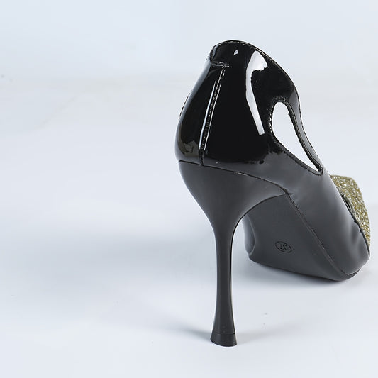 Mules à Talons Aiguilles Femme Noir & Or – Bout Pointu, Enfilage Facile, Chaussures Élégantes pour Soirée & Mariage