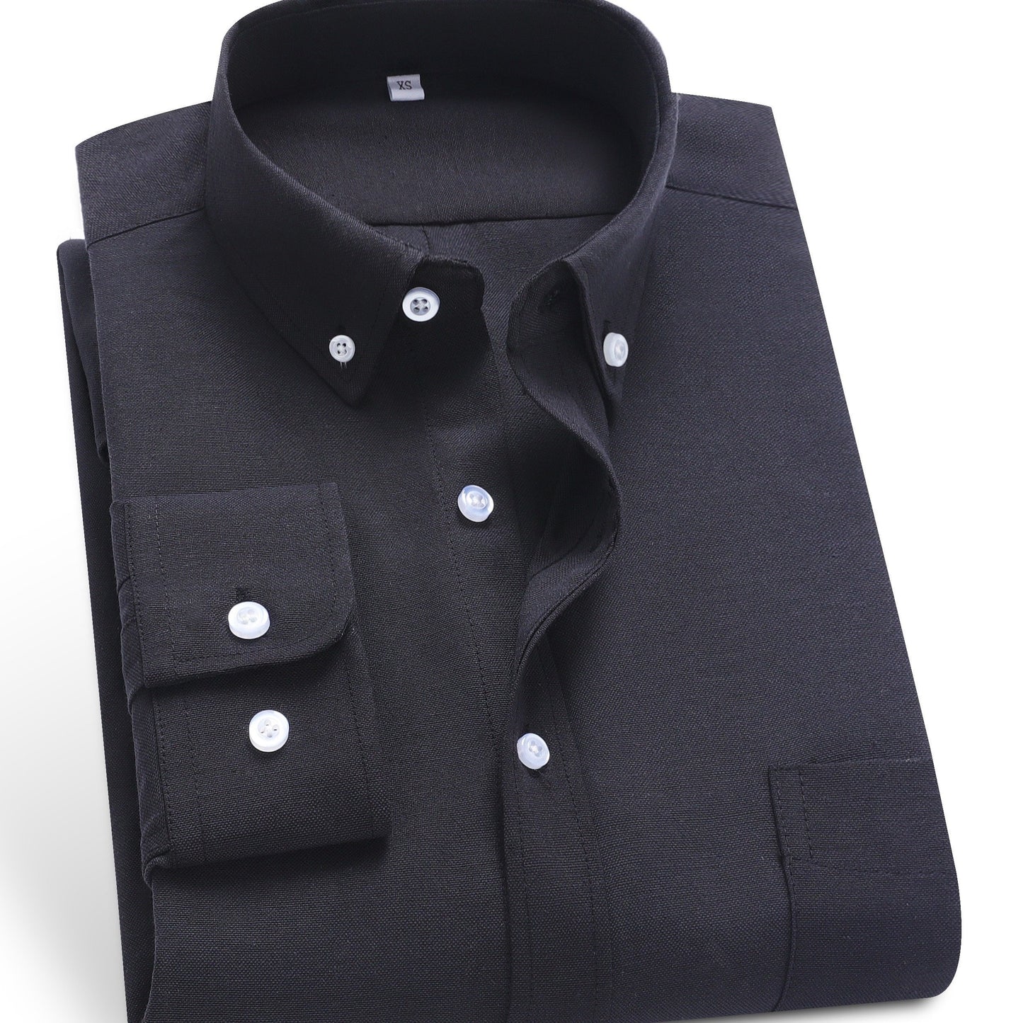 Men's Solid Color Lapel Collar Design Dress Shirts, Long Sleeve Casual Button Up Shirt For Formal Occasions