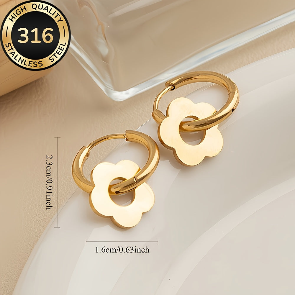 Boucles d’oreilles pendantes pour femme, acier inoxydable plaqué or 18K, hypoallergéniques et anti-décoloration, style coréen minimaliste élégant