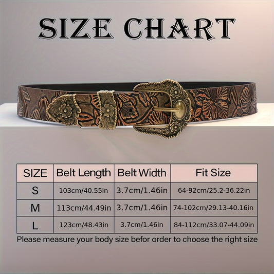 Ceinture vintage florale pour femmes – Réglable avec boucle à multiples trous, motif floral marron élégant, pour mariages, tenues quotidiennes, formelles et décontractées, accessoire de mode intemporel