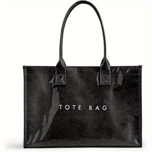 Sac Cabas Femme en PVC Stylé – Grande Capacité, Durable et Léger, Fermeture Magnétique, Parfait pour Travail, Shopping ou Voyages | Sac Cabas Élégant | Matériau PVC Durable